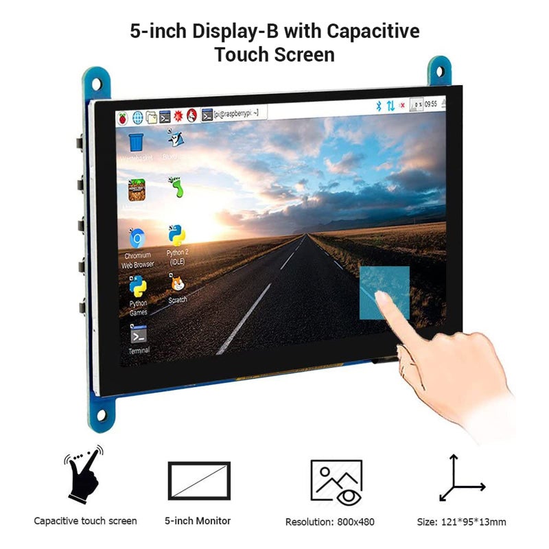 ELECROW 5 Inch Touch Screen Monitor for Raspberry Pi - 800Ã—480 Mini Monitor Touchscreen LCD Display Compatible with Raspberry Pi 5/4/3B+/3B, BB Black, Banana Pi, Jetson Nano, Windows, PC - Image 2